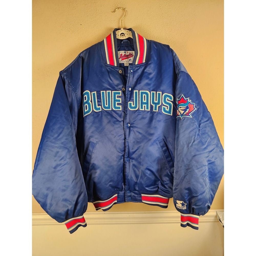 Vintage Starter Authentic Diamond Collection Blue Jays Snap Front Satin Jacket L
